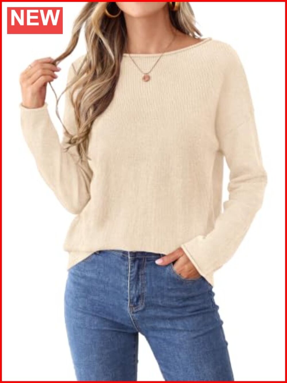 Womens Oversized Rolled Neck Lightweight Knit Pullover Sweater